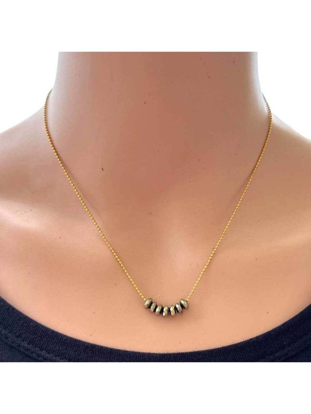 Julio Designs Necklace Gold Tone Beaded Detail Dainty Minimalist Adjustable